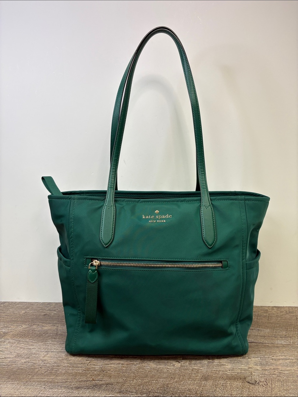 Kate Spade New York Chelsea Large Nylon Tote Bag Deep Jade Green Travel Work